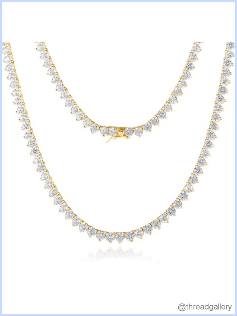 4mm Tennis Necklace 18K Gold Plated 3 Prong Cubic Zirconia Women's Jewelry